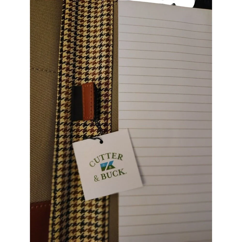 NWT Cutter & Buck Canvas & Leather Padfolio Organizer Planner Tan    57